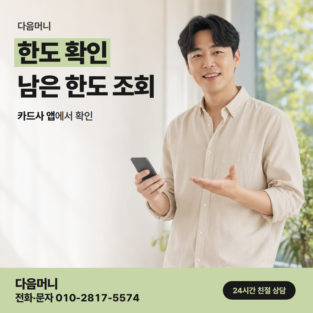 다음머니 공주카드깡 승인 직후 줄어든 카드 한도